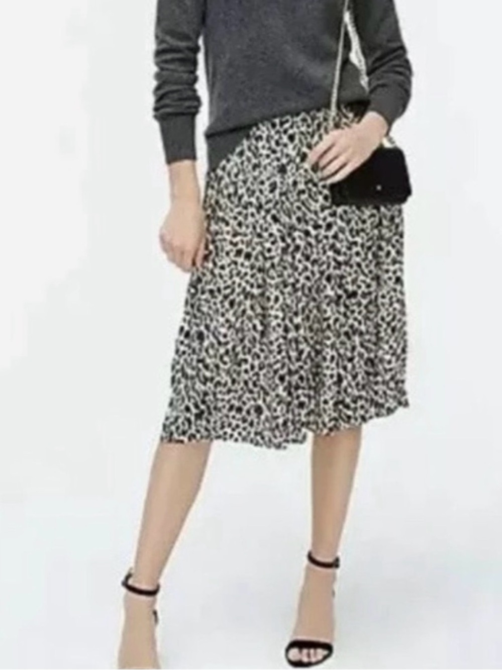J. Crew Leopard pleated Midi Skirt